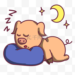 蓝色枕头睡觉小猪