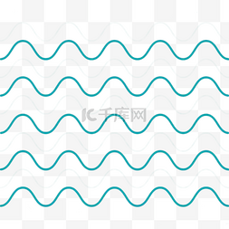 蓝色手绘波浪曲线
