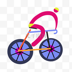 自行车手绘图片_几何蓝色的自行车插画