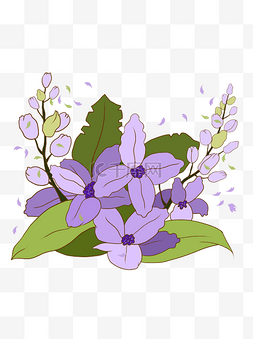 手绘风紫色花卉小清新复古花簇