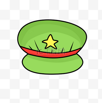 卡通军帽图片素材_卡通绿色军帽矢量插画