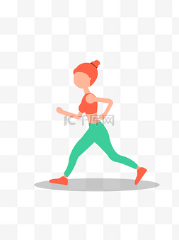 女生跑步健身手绘矢量图