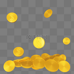 电商金币装饰图片_C4D一堆金色的金币