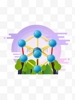原子球图片_欧洲比利时标志建筑原子球塔矢量