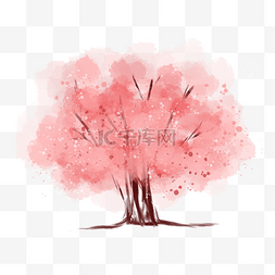 水彩树插画素材图片_小清新插画风手绘水彩树木樱花树