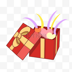 开红色礼物盒图片_开盖有惊喜礼物盒插画