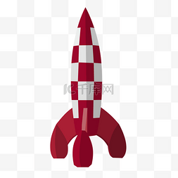 手绘深红色的火箭插画