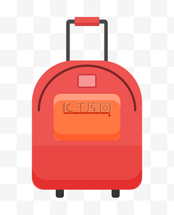 手绘红色的行李箱插画