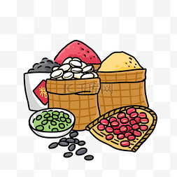 红豆保证图片_卡通手绘五颜六色五谷杂粮插画