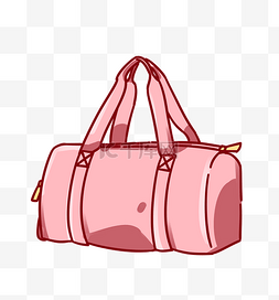 拿着提包的手图片_手绘粉色旅行包