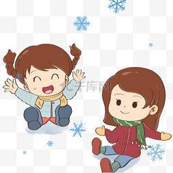 大雪漫天飞舞小女孩儿开心打雪仗