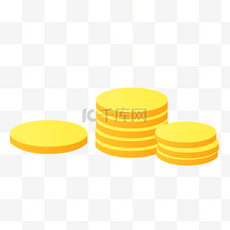 黄色的硬币图片_手绘卡通矢量一摞硬币免扣元素