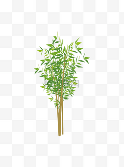 竹林茅屋图片_扁平简约手绘风绿色植物竹子元素