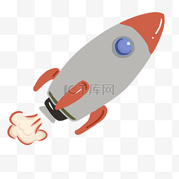 卡通火箭红色图片_卡通发射红色火箭