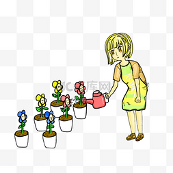 浇花的水壶图片_教师节浇花的园丁小姐姐