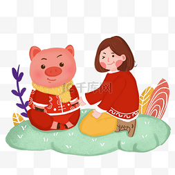 春节梅花卡通图片_2019猪年卡通插画元素