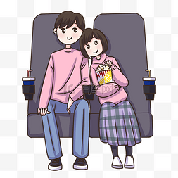 看电影眼镜卡通插画动漫厚商业人握手插画png手绘卡通爆米花看电影