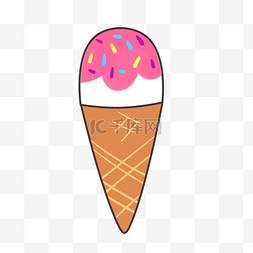 红色的冰淇淋手绘插画