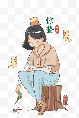 蝴蝶小鸟图片_惊蛰节气蝴蝶插画