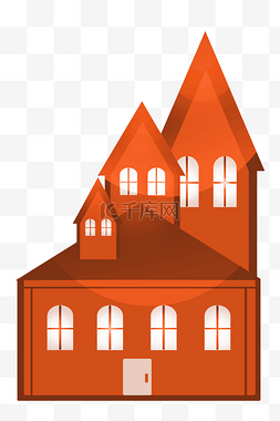 欧式别墅素材图片_橙色房子 