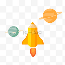 火箭png图片_手绘卡通火箭元素