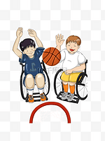 打篮球的残疾人男孩