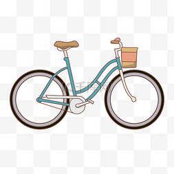 蓝色出行图片_蓝色单车自行车插画