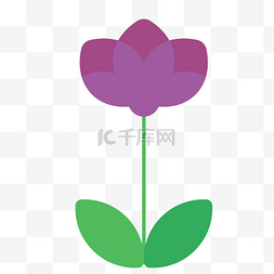 卡通手绘紫色的花图片_紫色的一株叶子花朵