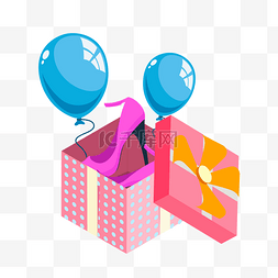 粉色气球礼盒图片_矢量手绘卡通礼盒