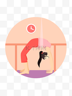 下拉图片_身运动女性室内下腰瑜伽