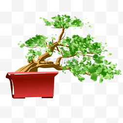 绿色盆栽植物插画