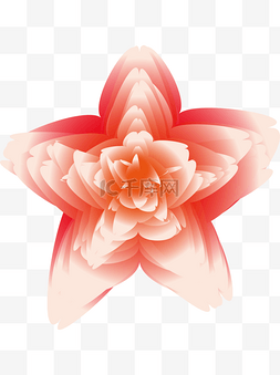 五角粉红色绚烂花朵装饰图案元素