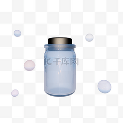 玻璃玻璃瓶图片_C4D浅蓝色透明玻璃瓶