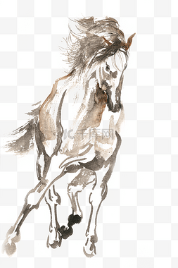手绘的马图片_奔跑的马水彩画PNG免抠素材