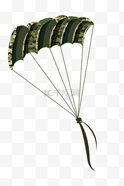 降落伞元素图片_军用迷彩降落伞插画