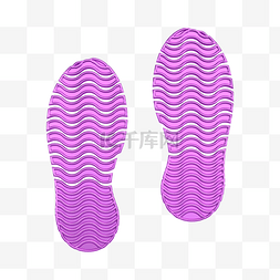 C4D紫色金属质感立体脚印装饰