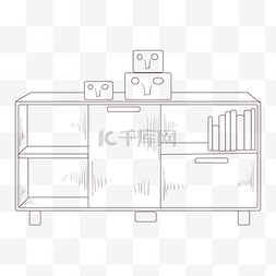 线描家居柜子插画