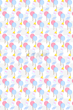粉红色蓝色气球图片_手绘母婴底纹气球