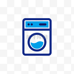 扁平化蓝色图片_蓝色手绘洗衣机元素
