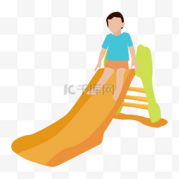 儿童滑滑梯卡通图片_小孩滑滑梯矢量素材