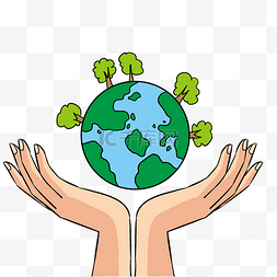 手掌绿色图片_植树节树木和地球