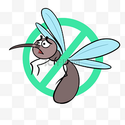 禁止疾病图片_卡通可爱的绿色清新禁止蚊子图标