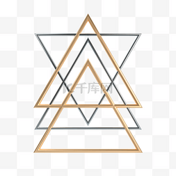立体几何电商图片_C4D金银立体三角形组合