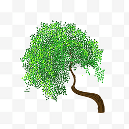 卡通绿色大树插画图片_创意绿色大树插画