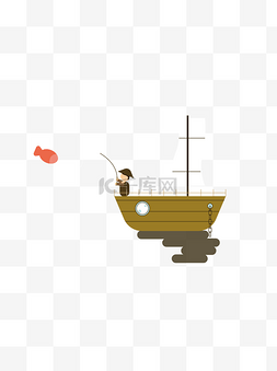 矢量小船图片_矢量渔民和小船设计元素