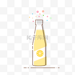 饮料塑料瓶图片_手绘矢量MBE风格柠檬饮料