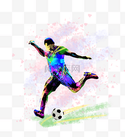 世界杯手绘海报图片_2018世界杯运动员炫彩剪影设计