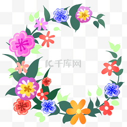 圆形花藤框图片_五颜六色花朵的花藤