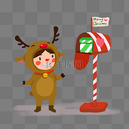 卡通小清新麋鹿图片_圣诞节手绘卡通人物圣诞麋鹿小朋