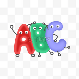 设计字母图片_纯色拟人ABC字母PNG